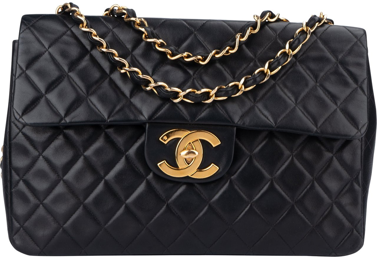Chanel Chanel Quilted Lambskin 24K Gold Jumbo Single Flap Crossbody Bag Divers
