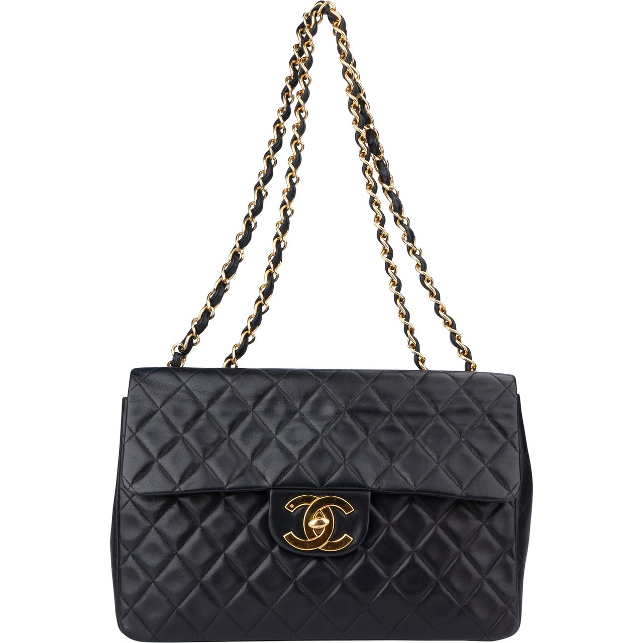Chanel Chanel Quilted Lambskin 24K Gold Jumbo Single Flap Crossbody Bag Divers