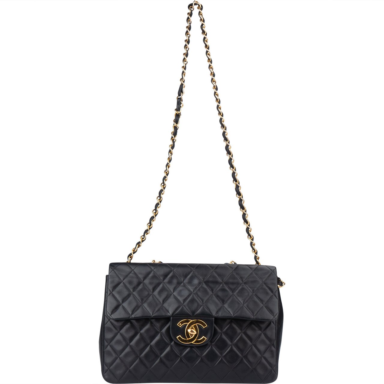 Chanel Chanel Quilted Lambskin 24K Gold Jumbo Single Flap Crossbody Bag Divers