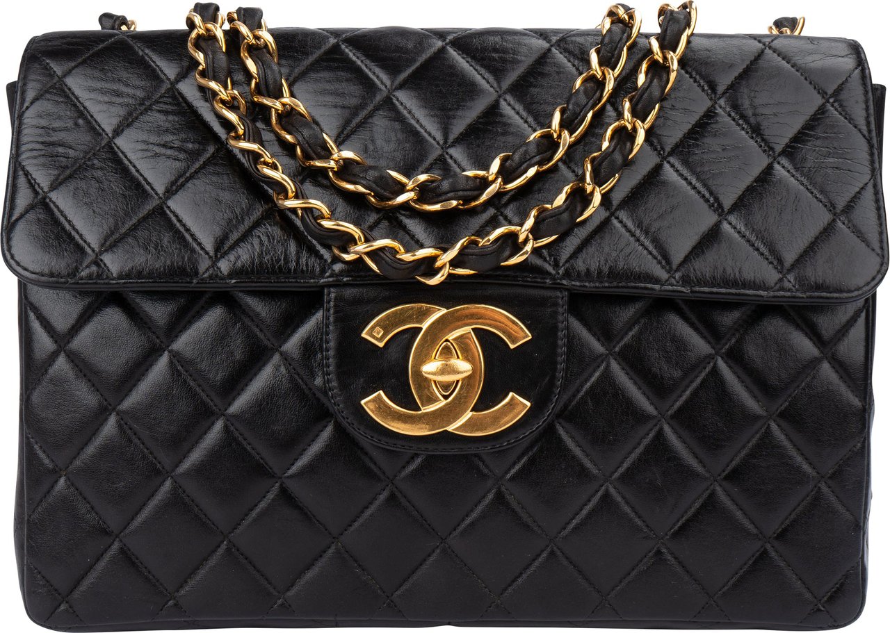 Chanel Chanel Quilted Lambskin 24K Gold Jumbo Single Flap Crossbody Bag Divers