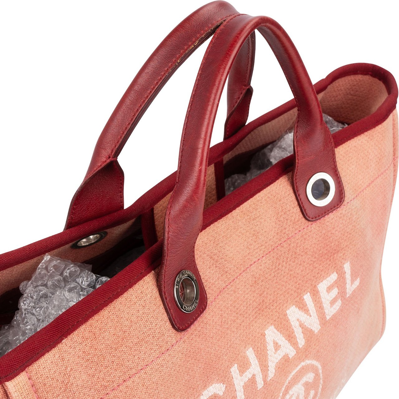 Chanel Chanel Pink Cotton Deauville Handbag Rood