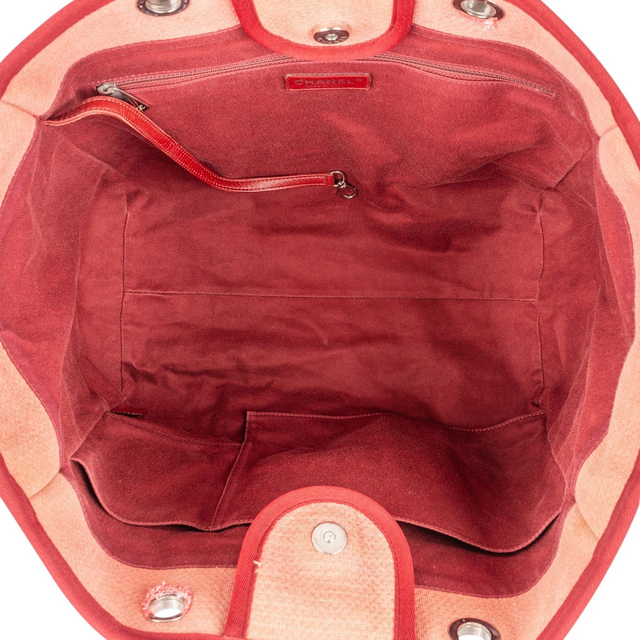 Chanel Chanel Pink Cotton Deauville Handbag Rood