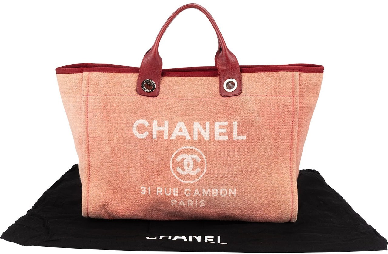 Chanel Pink Cotton Deauville Handbag Roze