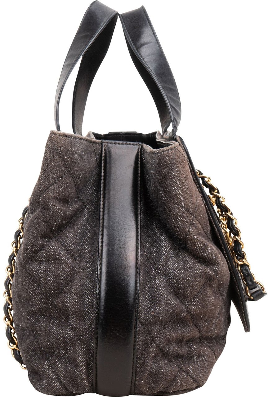Chanel Chanel Stitching Denim CC Shoulder Handbag Zwart