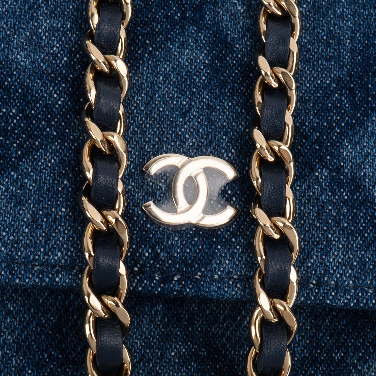 Chanel Denim Wallet on Chain Crossbody Bag Blauw