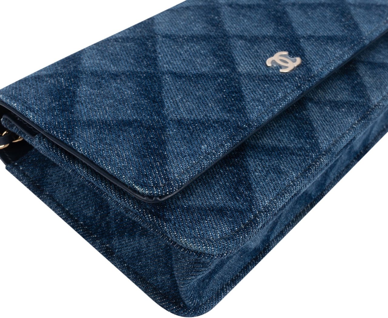 Chanel Denim Wallet on Chain Crossbody Bag Blauw