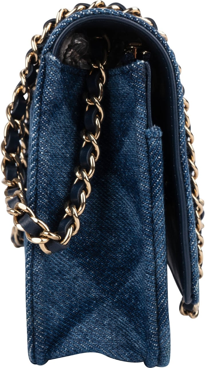 Chanel Denim Wallet on Chain Crossbody Bag Blauw