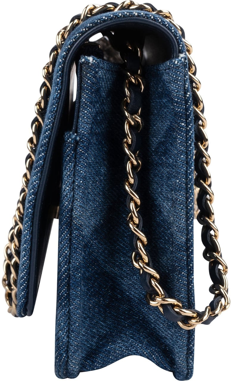 Chanel Denim Wallet on Chain Crossbody Bag Blauw