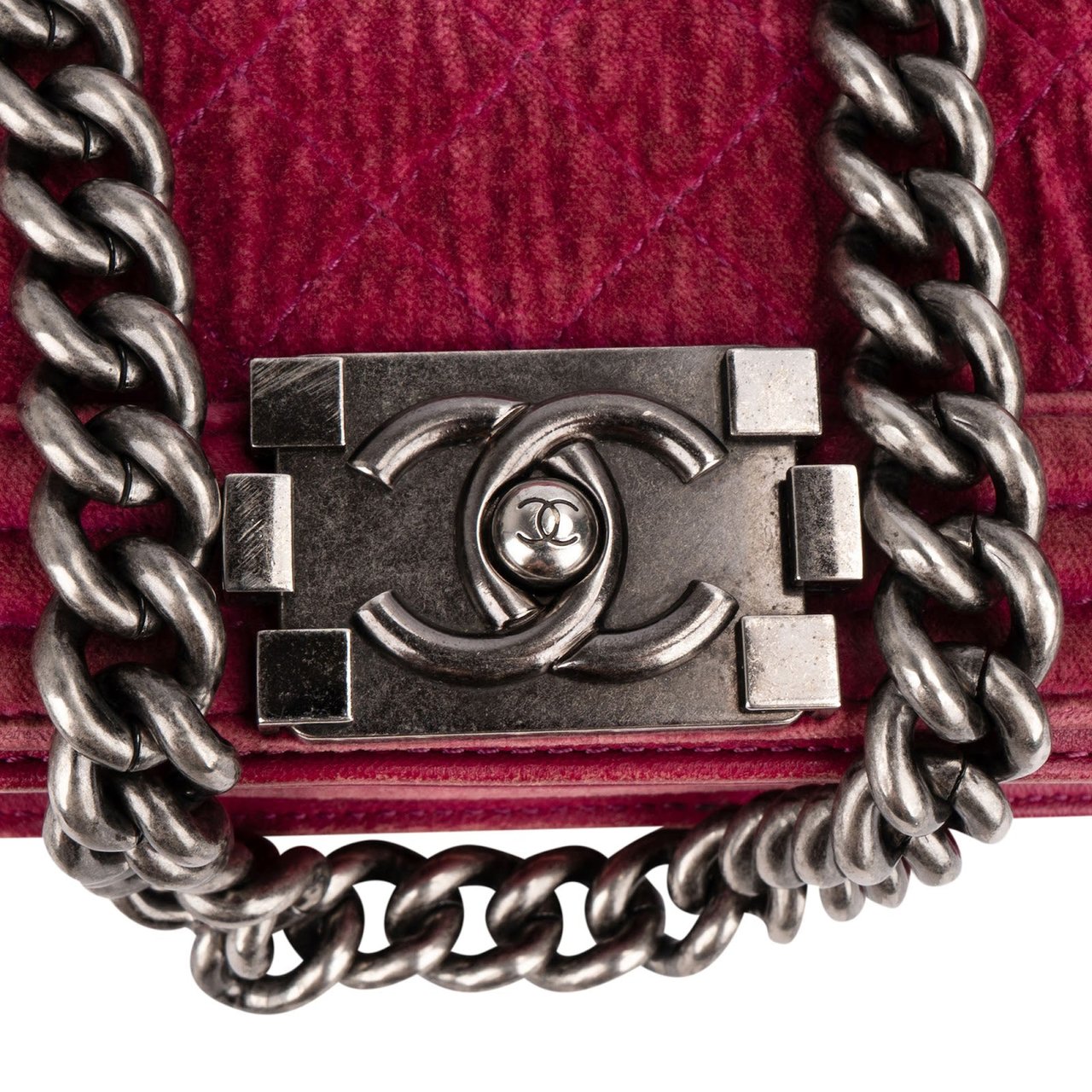 Chanel Quilted Velvet Small Boy Single Flap Crossbody Bag Roze