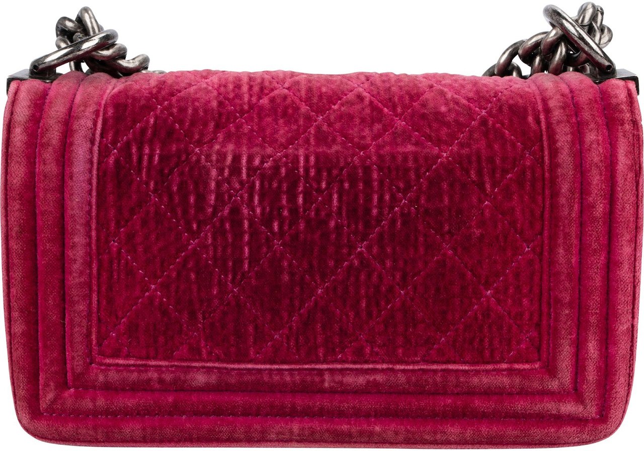 Chanel Quilted Velvet Small Boy Single Flap Crossbody Bag Roze