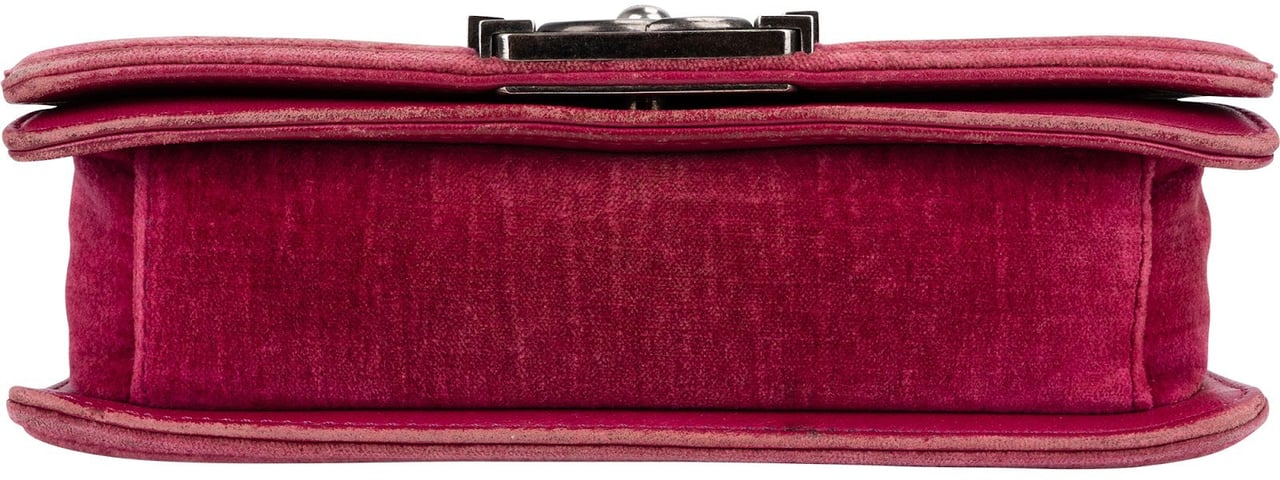 Chanel Quilted Velvet Small Boy Single Flap Crossbody Bag Roze