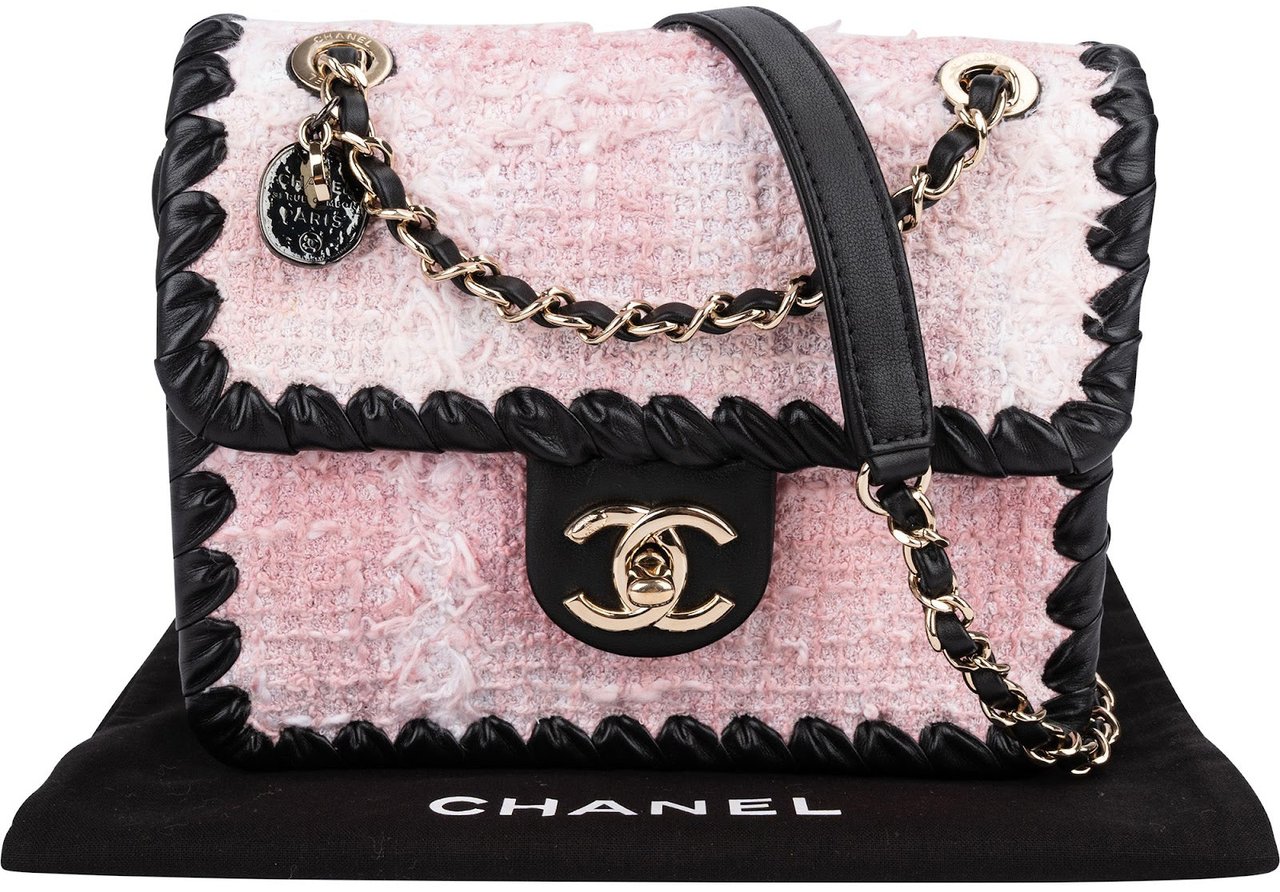 Chanel Chanel Tweed & Braided Leather Single Flap Crossbody Bag Rood