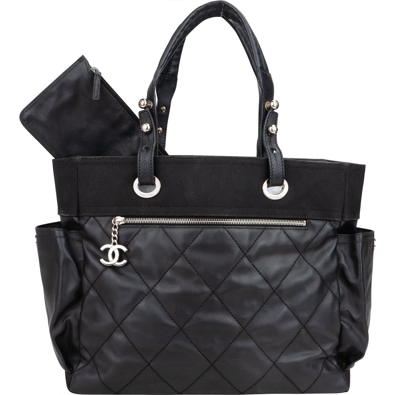 Chanel Chanel Stitching Cotton CC Handbag Zwart