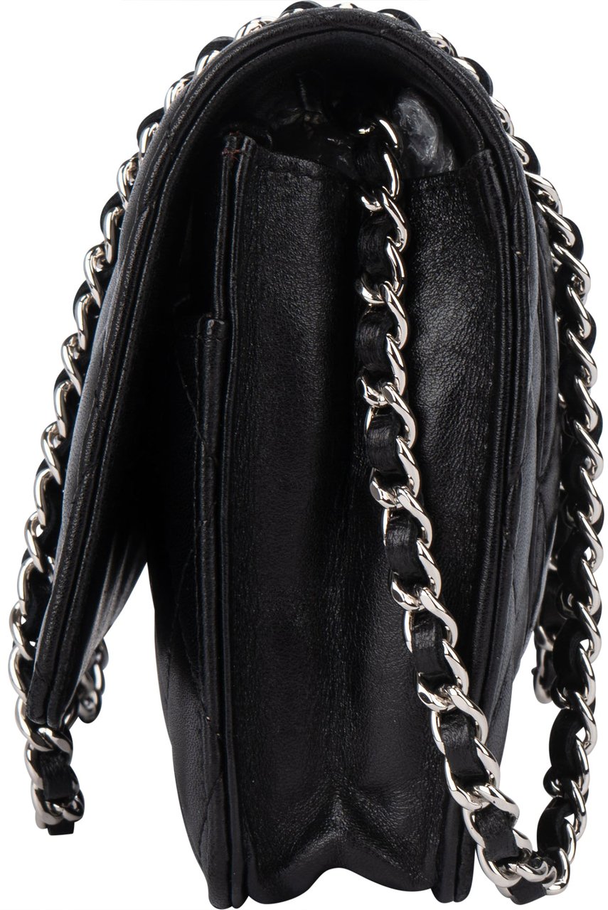 Chanel Chanel Quilted Lambskin Wallet On Chain Crossbody Bag Zwart