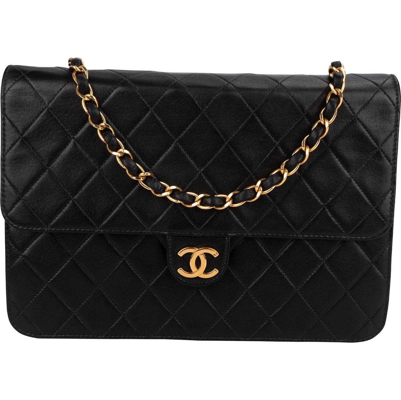 Chanel Quilted Lambskin 24K Single Flap Shoulder Bag Bruin