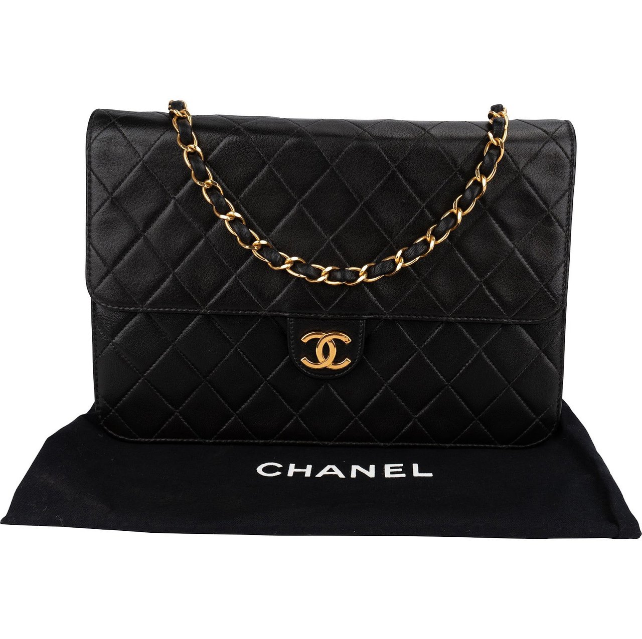 Chanel Quilted Lambskin 24K Single Flap Shoulder Bag Bruin