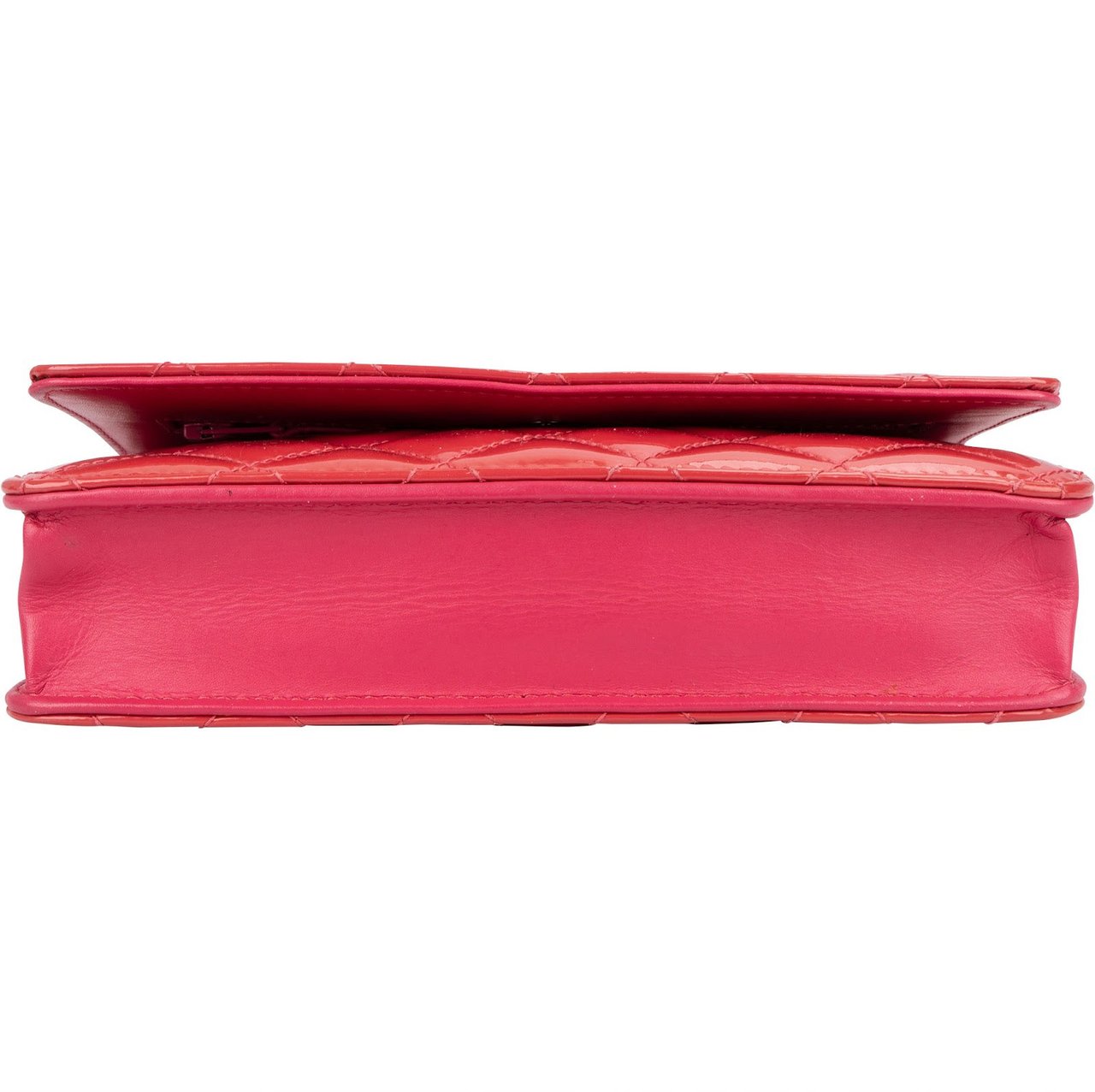 Chanel Quilted Patent Leather Wallet On Chain Crossbody Bag Rood