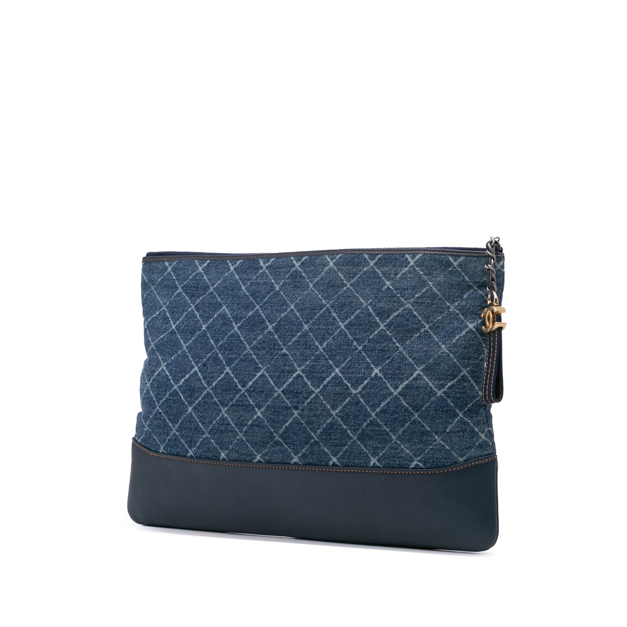 Chanel Large Denim Gabrielle O Case Clutch Blauw