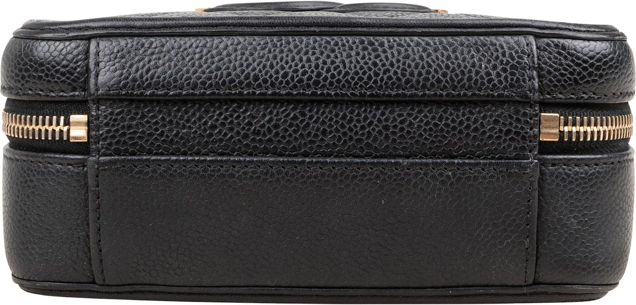 Chanel Caviar Leather Filigree Vanity Case Crossbody Bag Zwart
