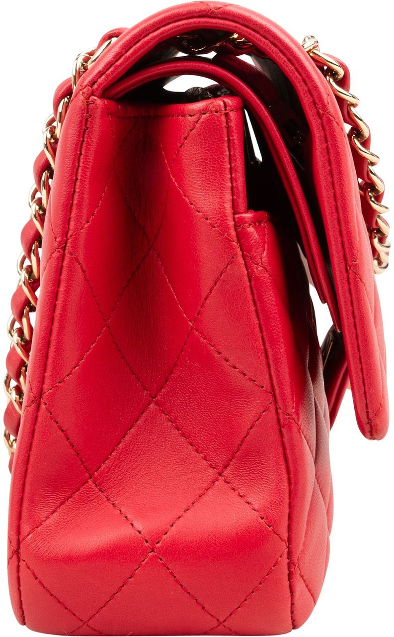 Chanel Quilted Lambskin Medium Double Flap Shoulder Bag Hot Pink Rood