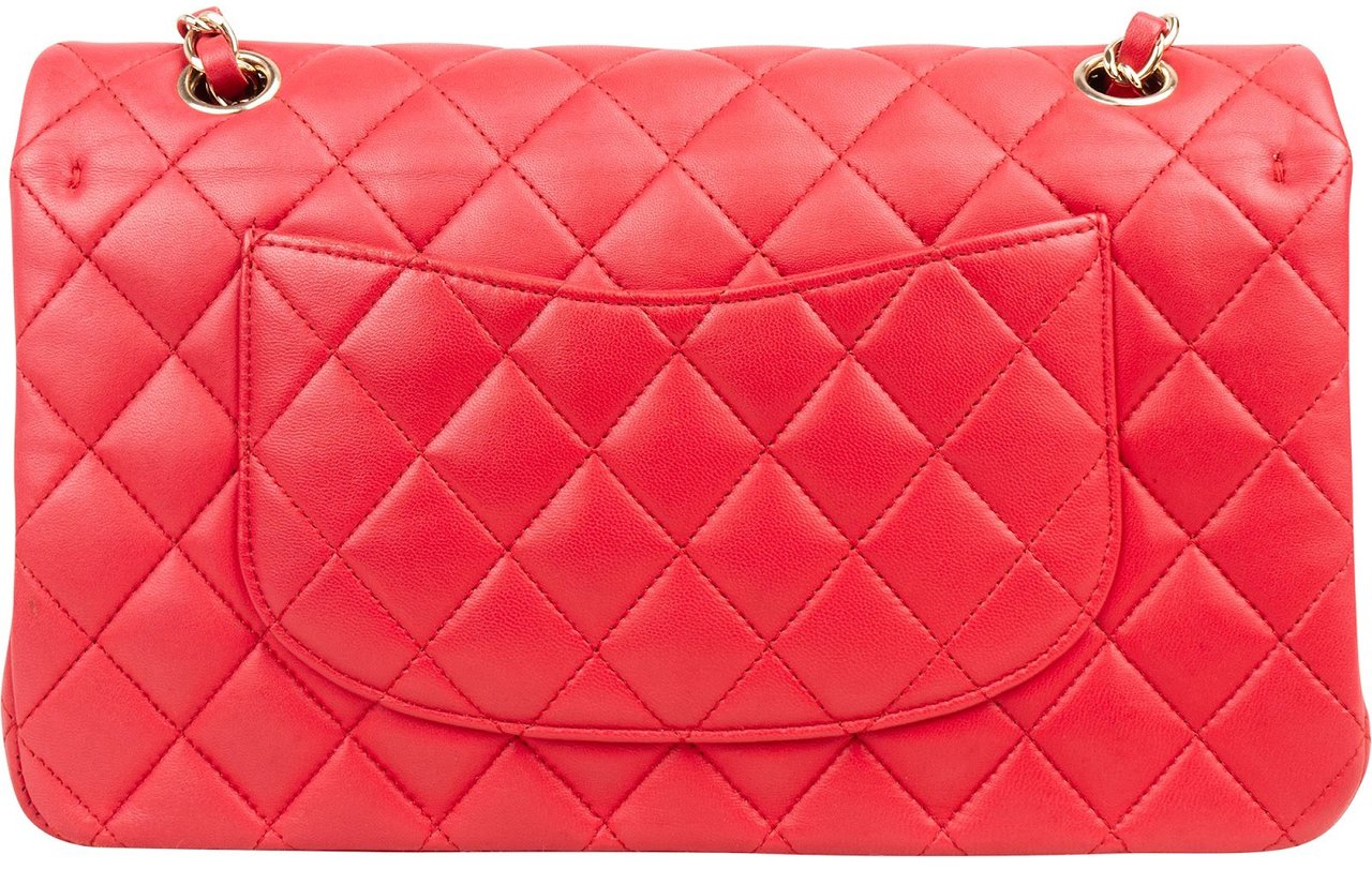 Chanel Quilted Lambskin Medium Double Flap Shoulder Bag Hot Pink Rood