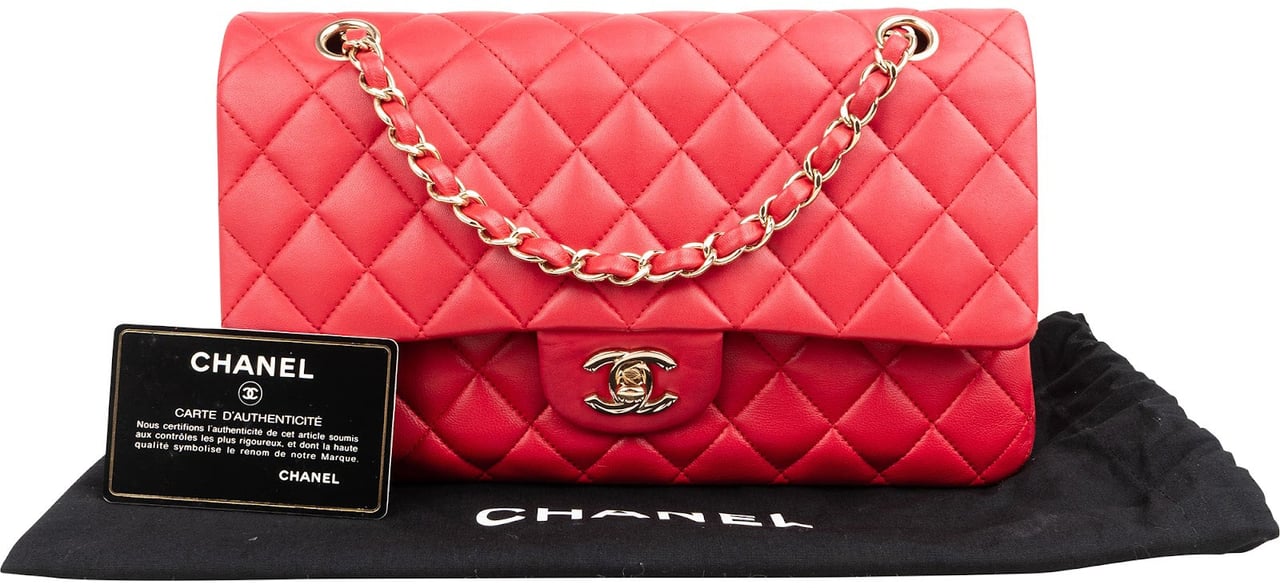 Chanel Quilted Lambskin Medium Double Flap Shoulder Bag Hot Pink Rood