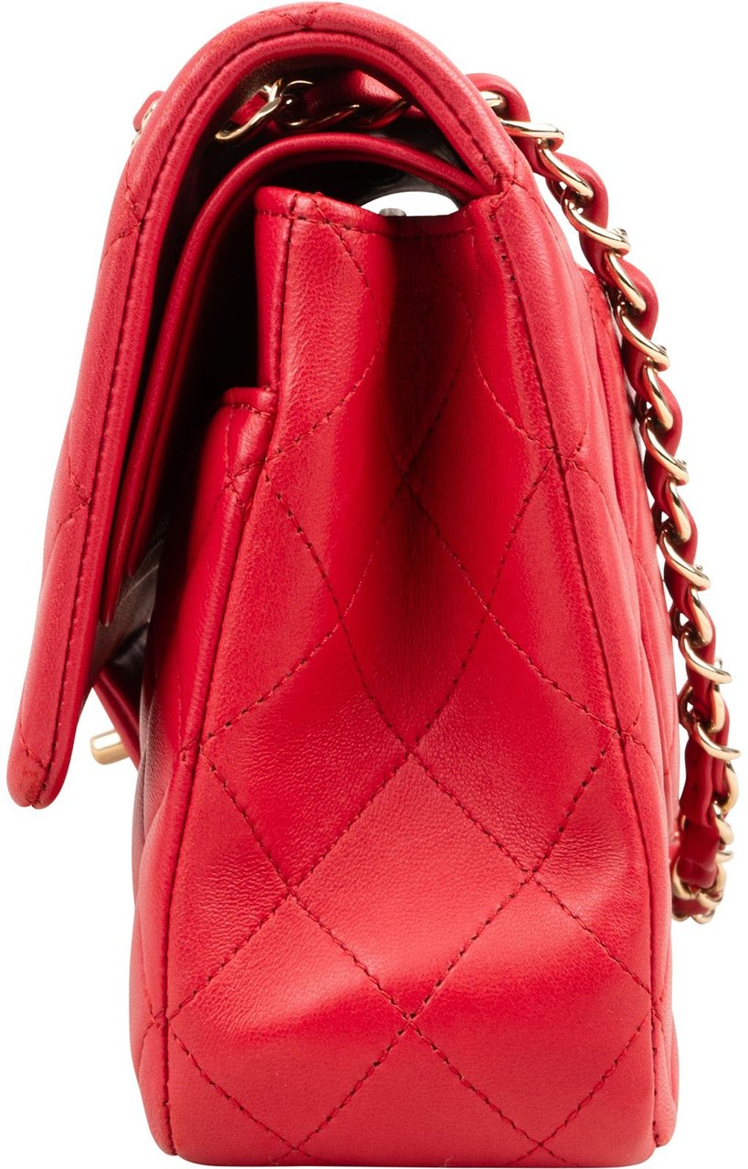 Chanel Quilted Lambskin Medium Double Flap Shoulder Bag Hot Pink Rood