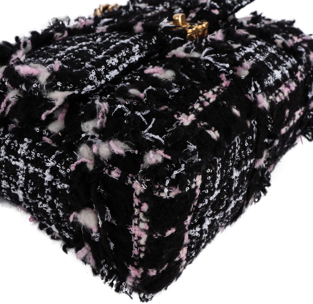 Chanel 19 Tweed Single Flap Crossbody Bag Zwart