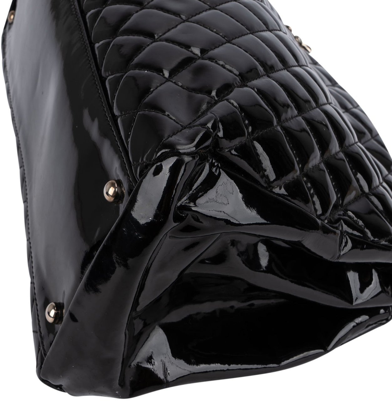 Chanel Patent Leather Palladium Soft Tote CC Shoulder Bag Zwart