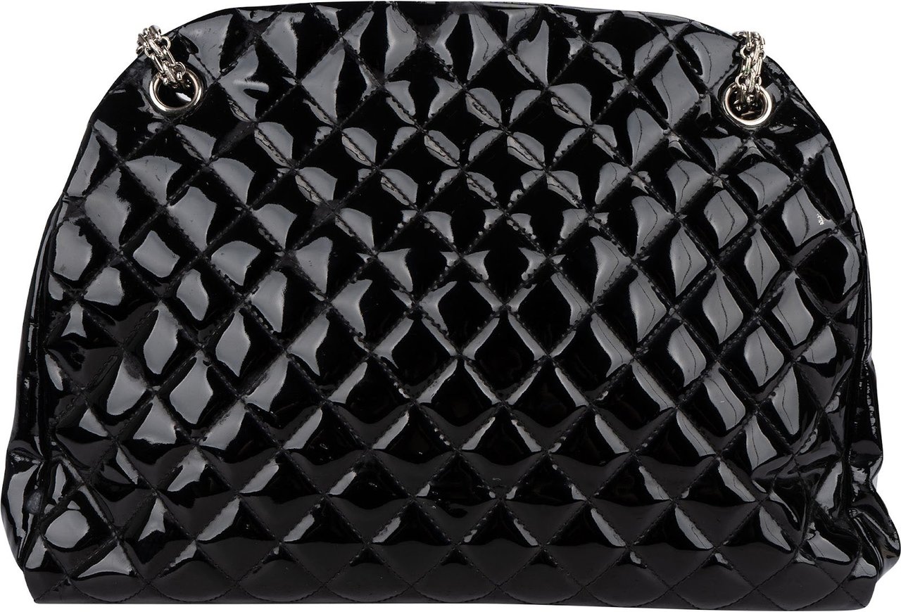 Chanel Patent Leather Palladium Soft Tote CC Shoulder Bag Zwart