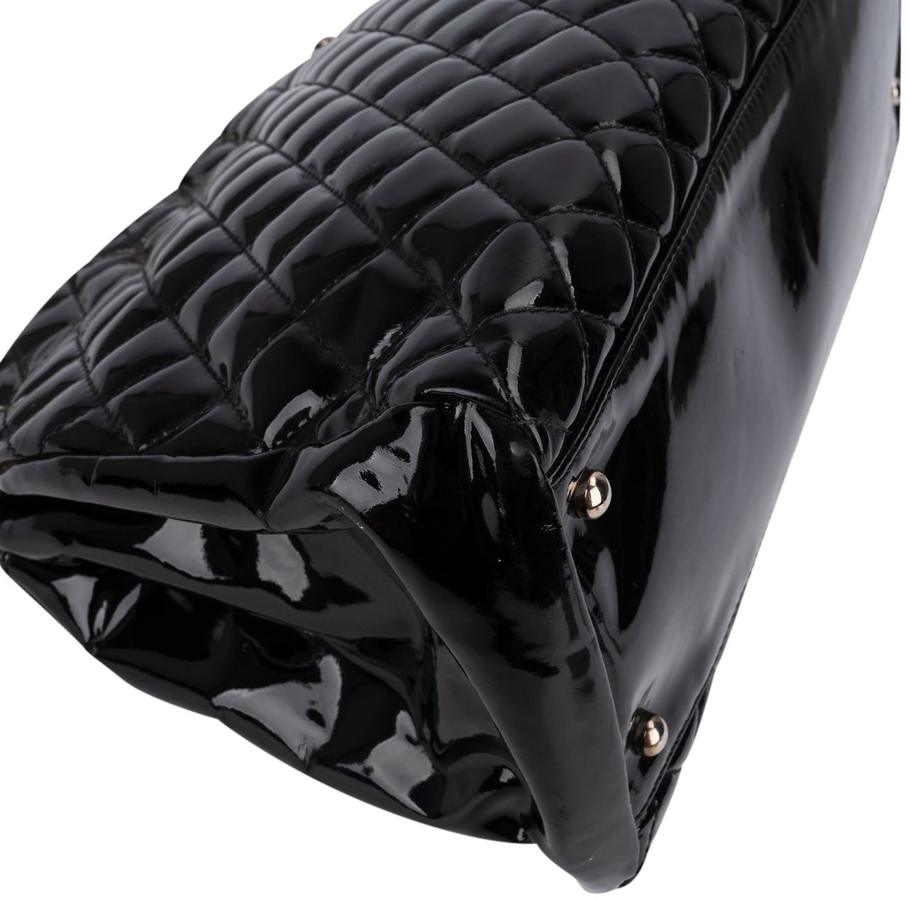 Chanel Patent Leather Palladium Soft Tote CC Shoulder Bag Zwart