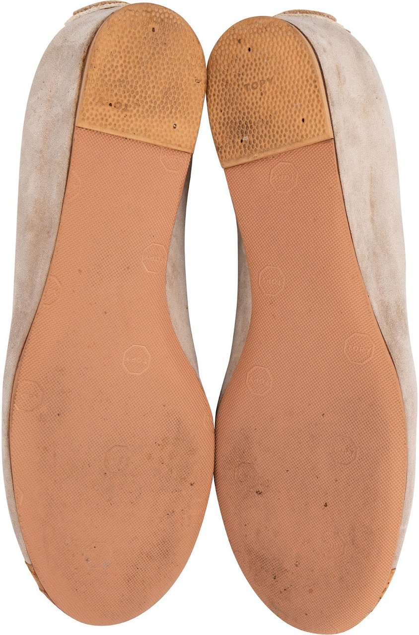 Chanel Beige Suede Cork Cap Toe Wedge Ballerina Flats (37) Beige