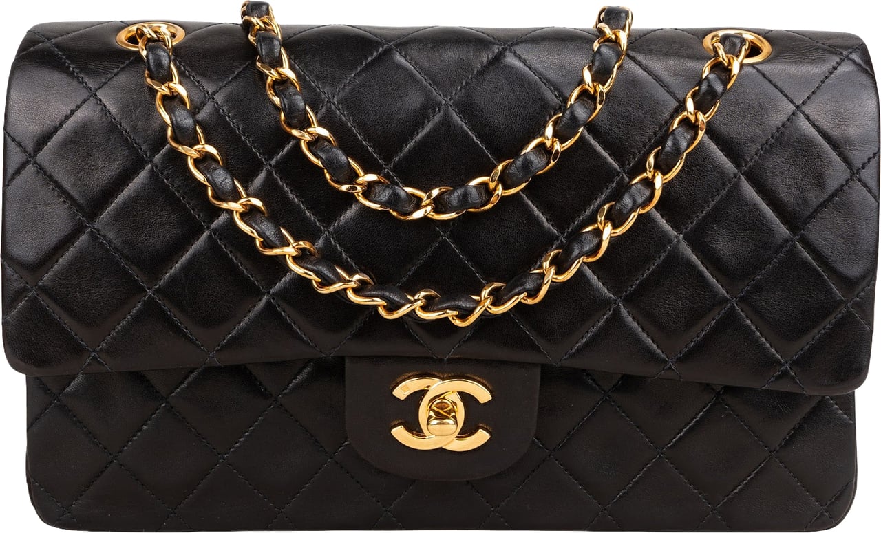 Chanel Quilted Lambskin 24K Gold Medium Double Flap Shoulder Bag Bruin