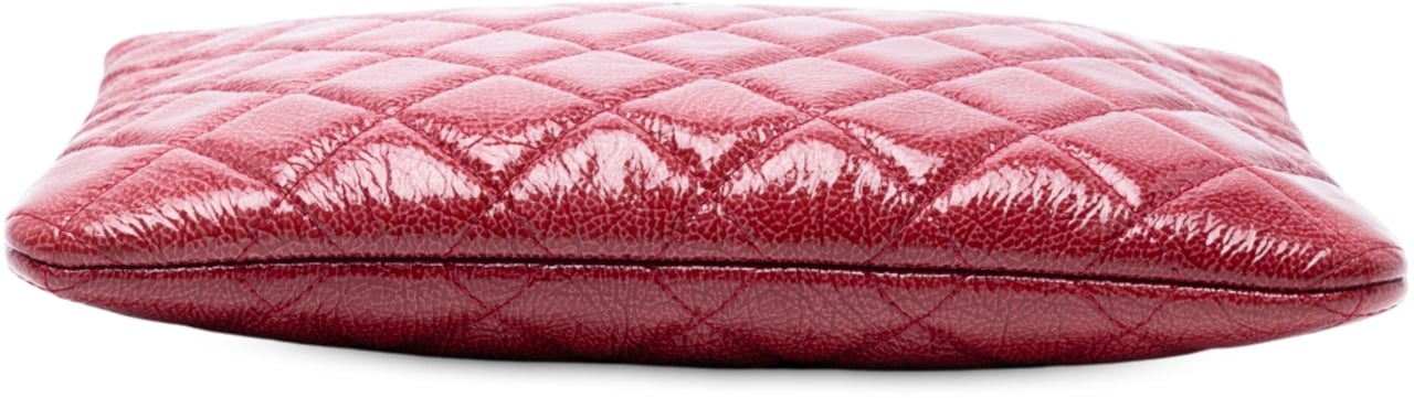 Chanel Small Crinkled Patent O Case Clutch Rood