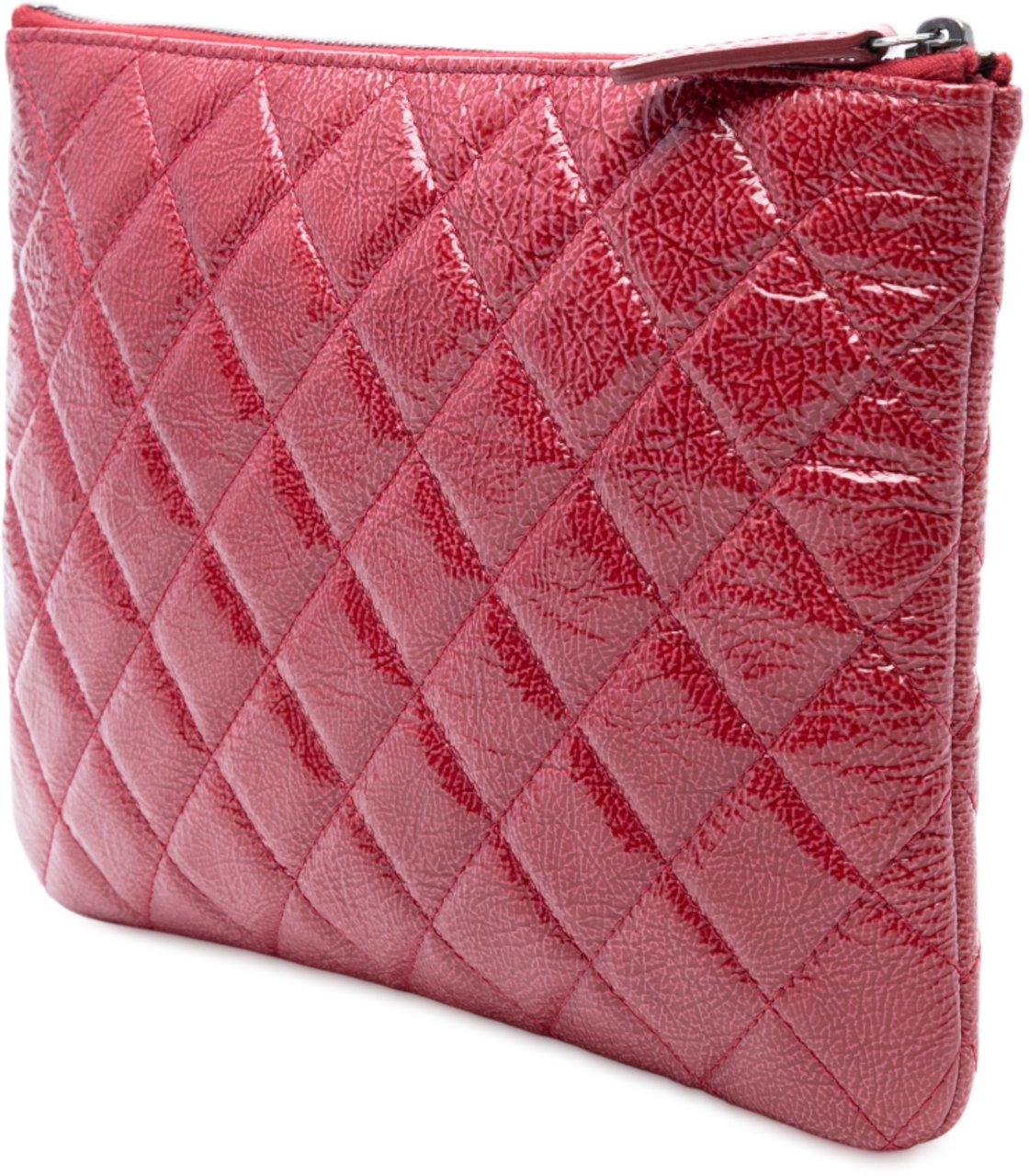 Chanel Small Crinkled Patent O Case Clutch Rood