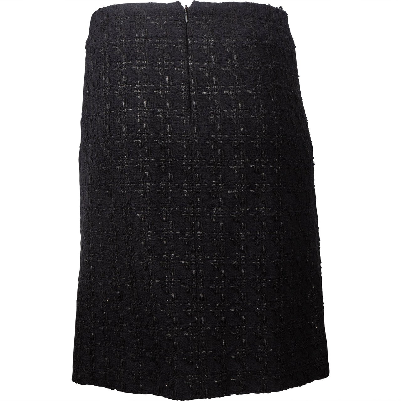 Chanel Black Tweed Skirt (DE36 / FR38) Zwart