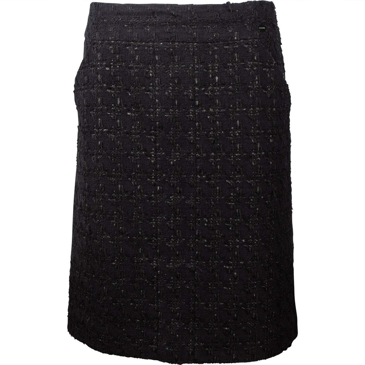 Chanel Chanel Black Tweed Skirt (DE36 / FR38) Zwart