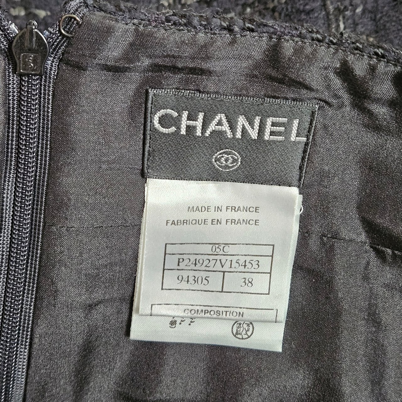 Chanel Black Tweed Skirt (DE36 / FR38) Zwart