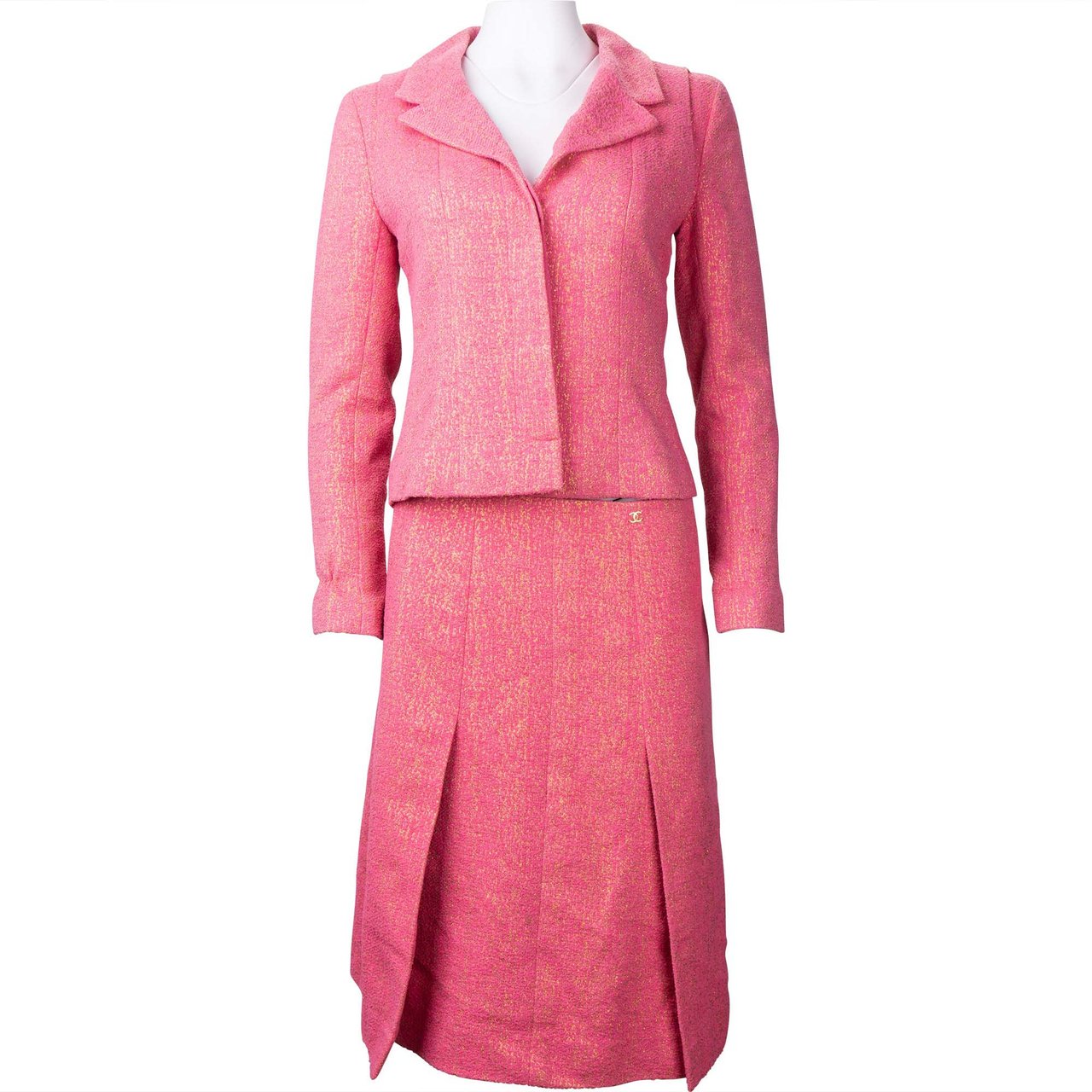 Chanel Chanel Pink Shimmering Gold Tweed Costume Set (DE34 & DE40 / FR36 & FR42) Divers