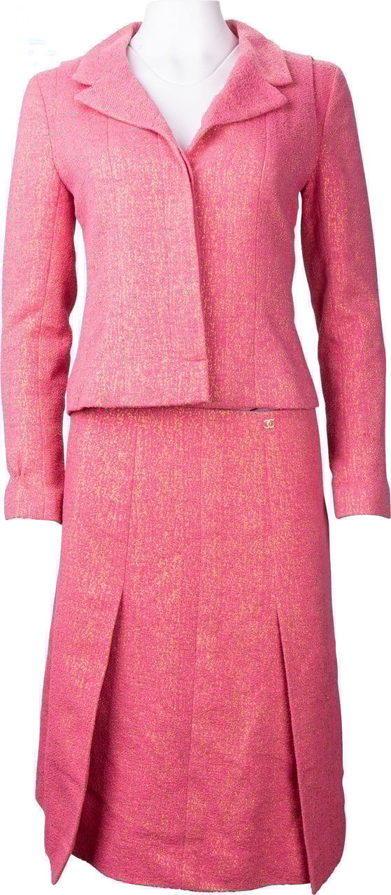 Chanel Chanel Pink Shimmering Gold Tweed Costume Set (DE34 & DE40 / FR36 & FR42) Divers