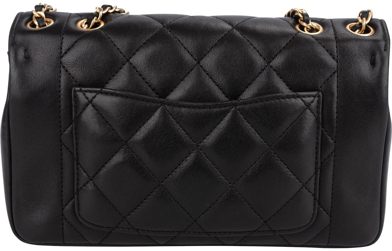 Chanel Quilted Lambskin Diana New Collection Single Flap Crossbody Bag Zwart