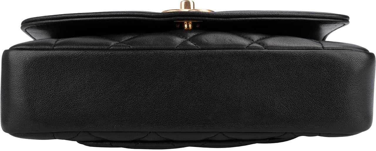 Chanel Quilted Lambskin Diana New Collection Single Flap Crossbody Bag Zwart