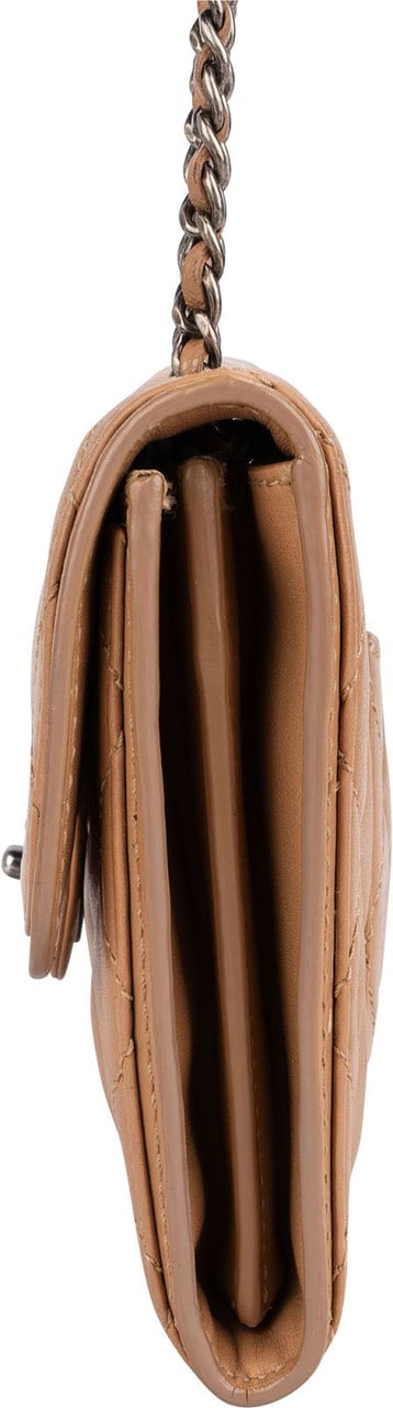 Chanel Quilted Lambskin Antique Hardware Single Flap Crossbody Bag Beige