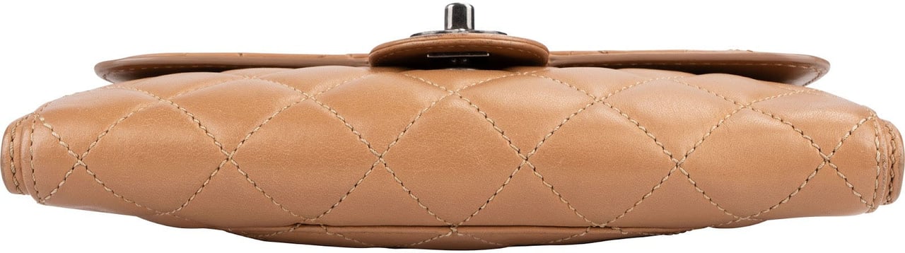 Chanel Quilted Lambskin Antique Hardware Single Flap Crossbody Bag Beige