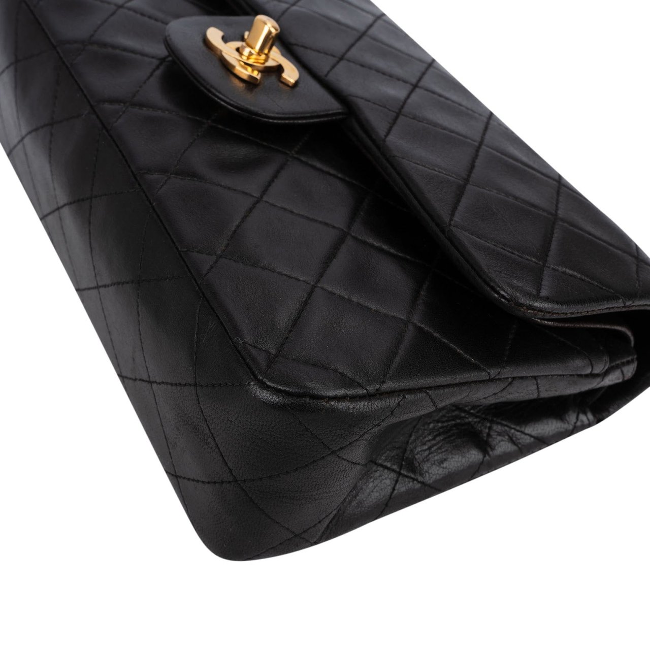 Chanel Quilted Lambskin 24K Gold Small Double Flap Shoulder Bag Zwart