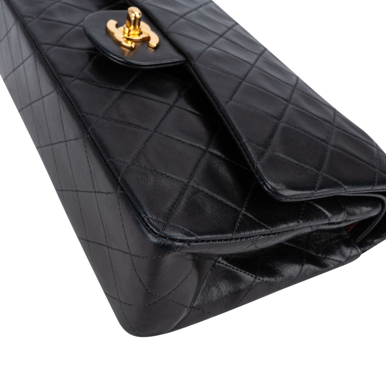 Chanel Quilted Lambskin 24K Gold Medium Double Flap Shoulder Bag Zwart
