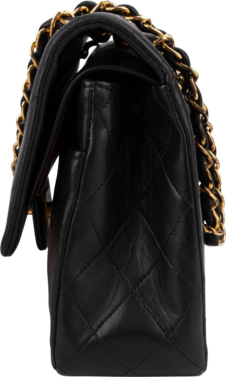 Chanel Quilted Lambskin 24K Gold Medium Double Flap Shoulder Bag Zwart