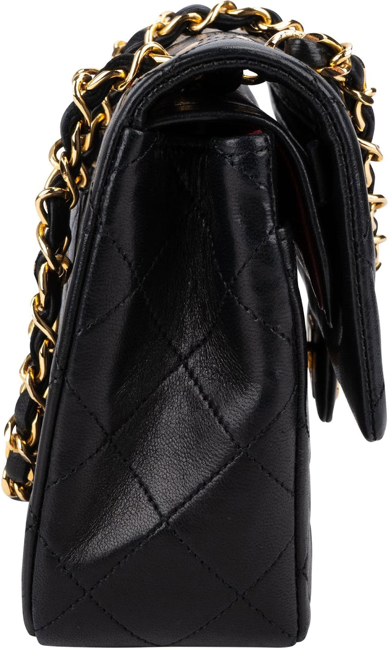 Chanel Quilted Lambskin 24K Gold Small Double Flap Shoulder Bag Zwart