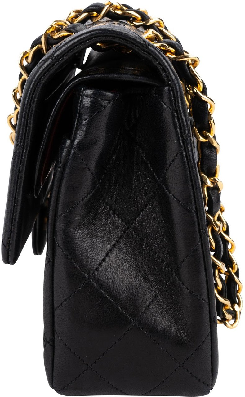 Chanel Quilted Lambskin 24K Gold Small Double Flap Shoulder Bag Zwart