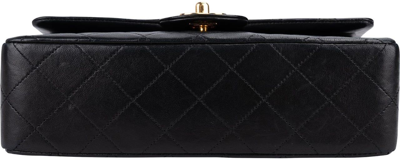 Chanel Quilted Lambskin 24K Gold Small Double Flap Shoulder Bag Zwart
